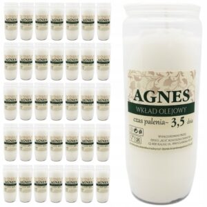 WKŁADY DO ZNICZY olejowe 14cm 3,5 dnia AGNES 30szt.